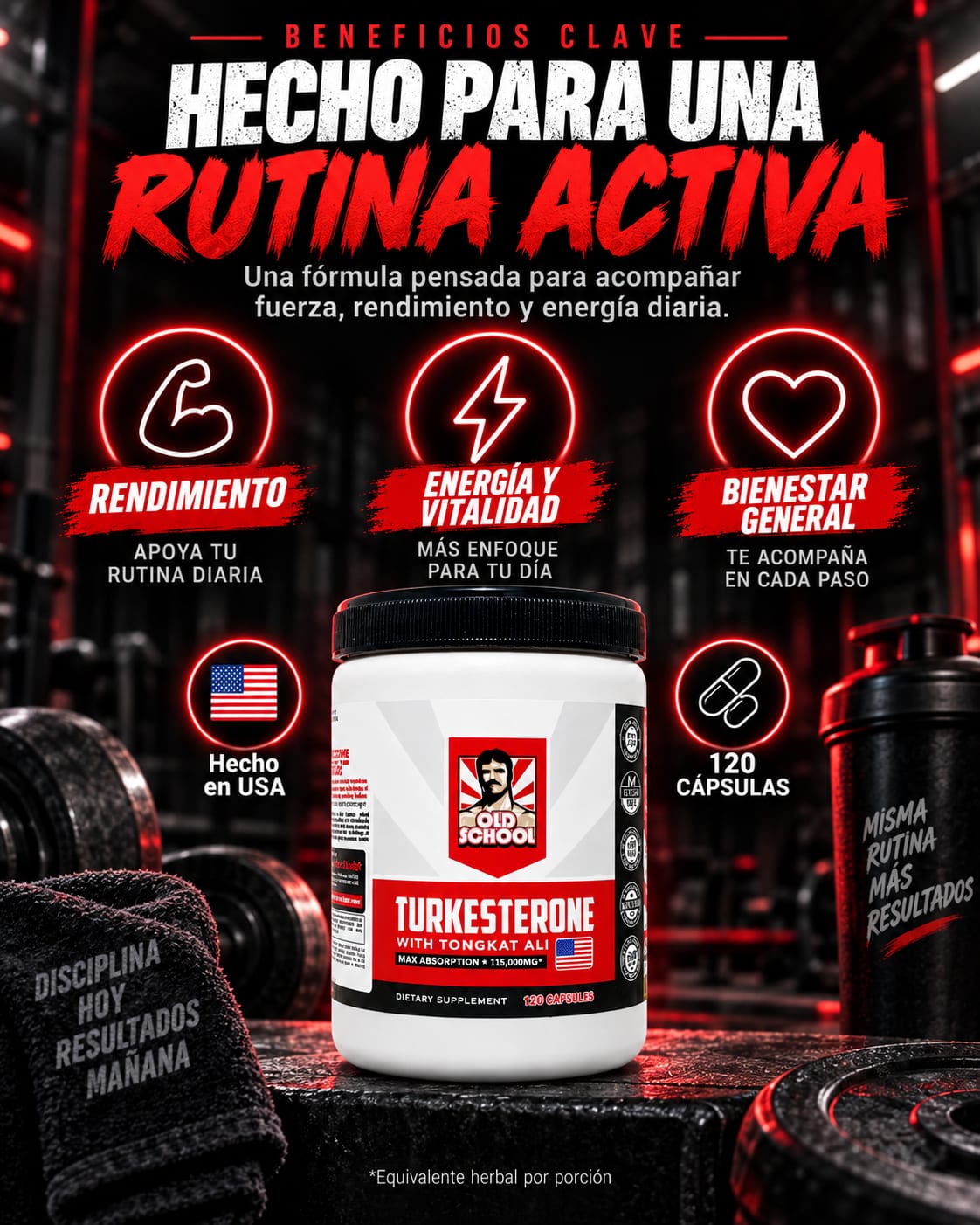 Turkesterone con Tongkat Ali Old School - 120 Cápsulas beneficios