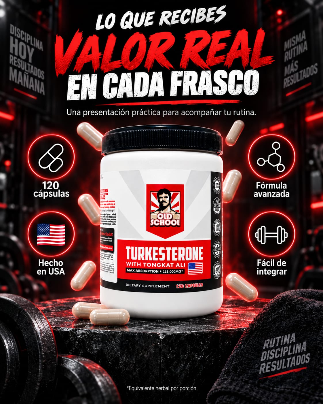 Turkesterone con Tongkat Ali Old School - 120 Cápsulas ficha