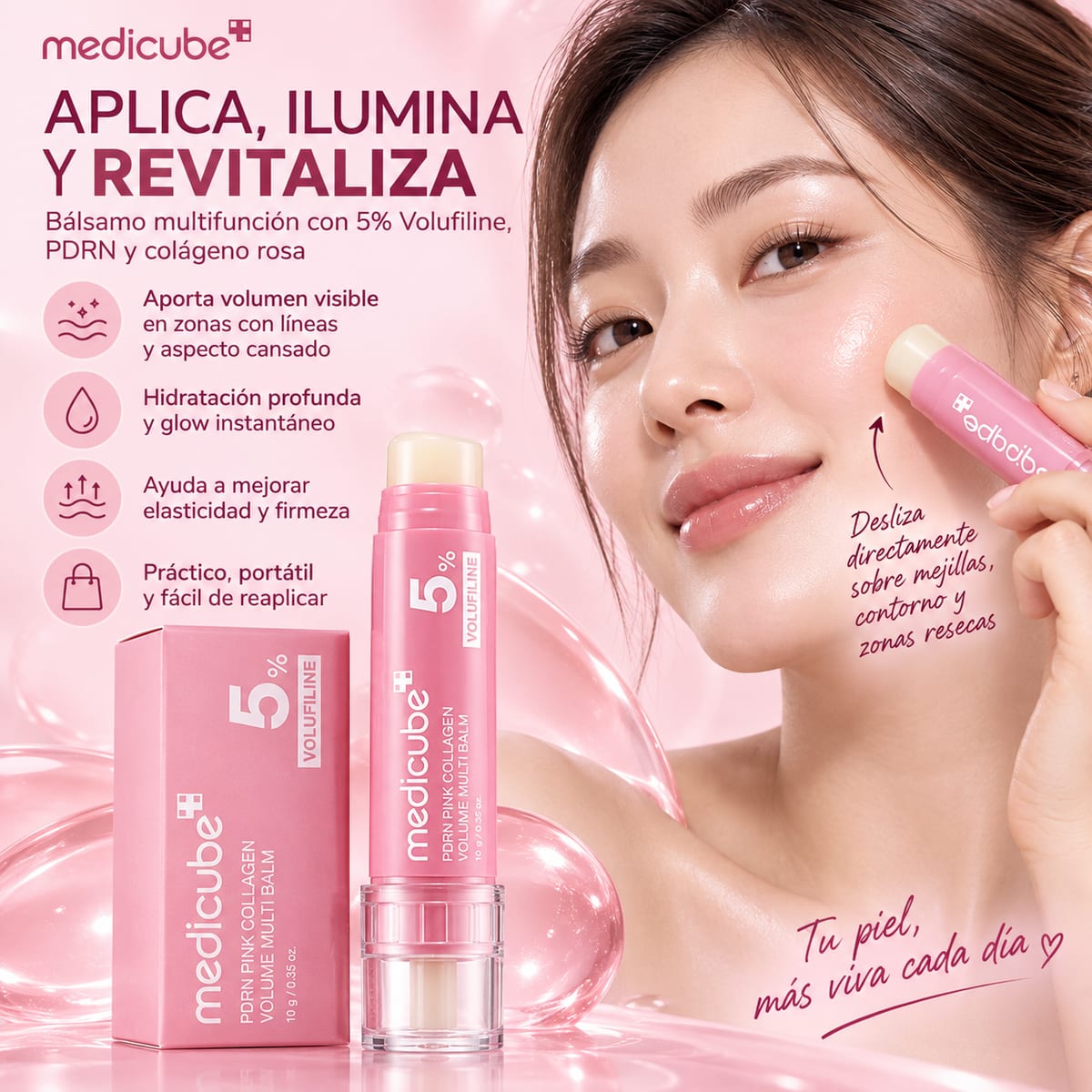 Medicube PDRN Pink Collagen Volume Multi Balm aplicacion