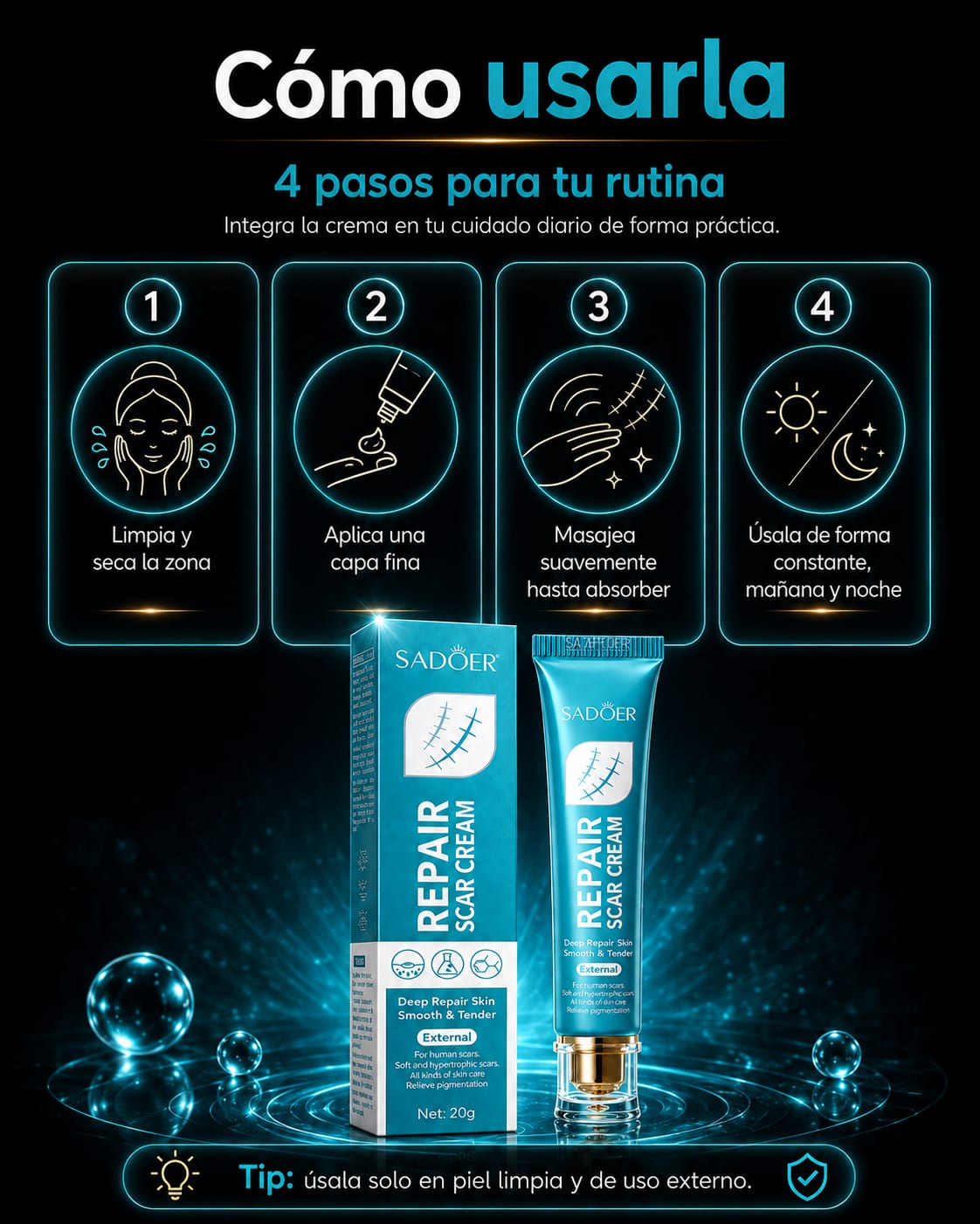 SADOER Repair Scar Cream en uso