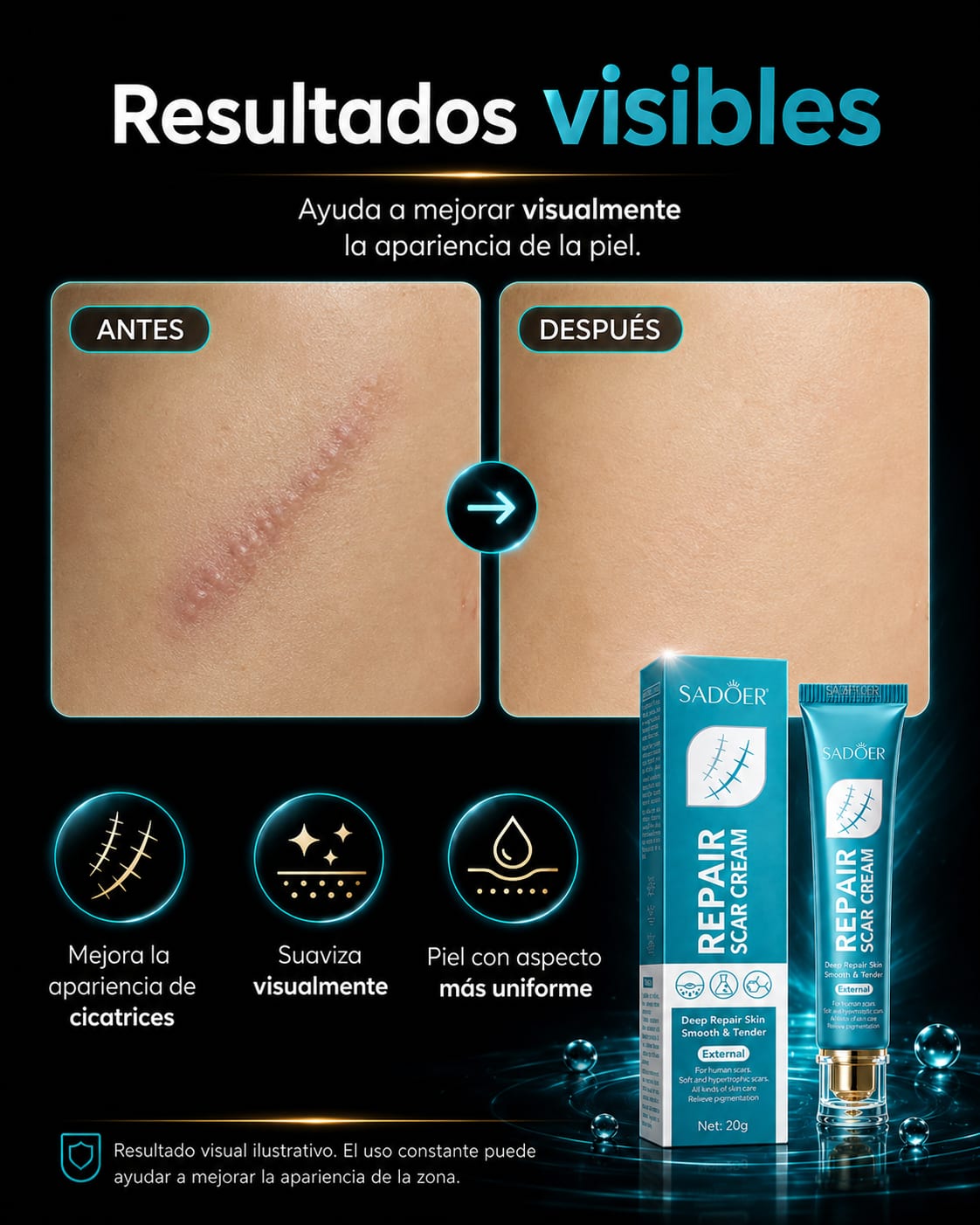 SADOER Repair Scar Cream transformacion