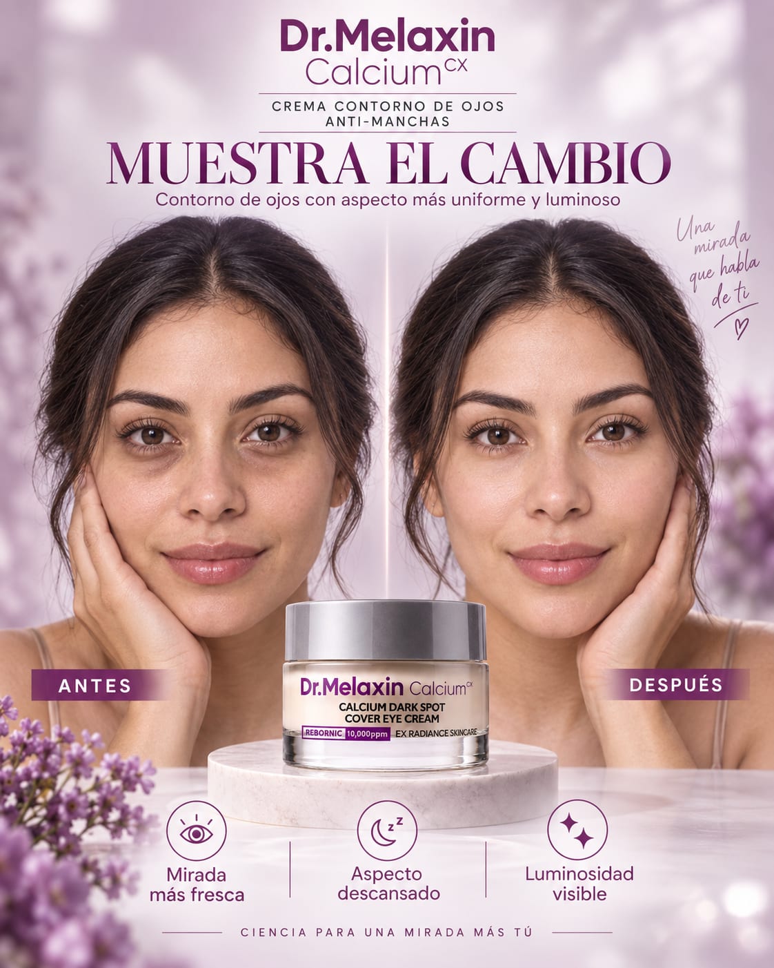 Dr.Melaxin Calcium Dark Spot Cover Eye Cream antes despues