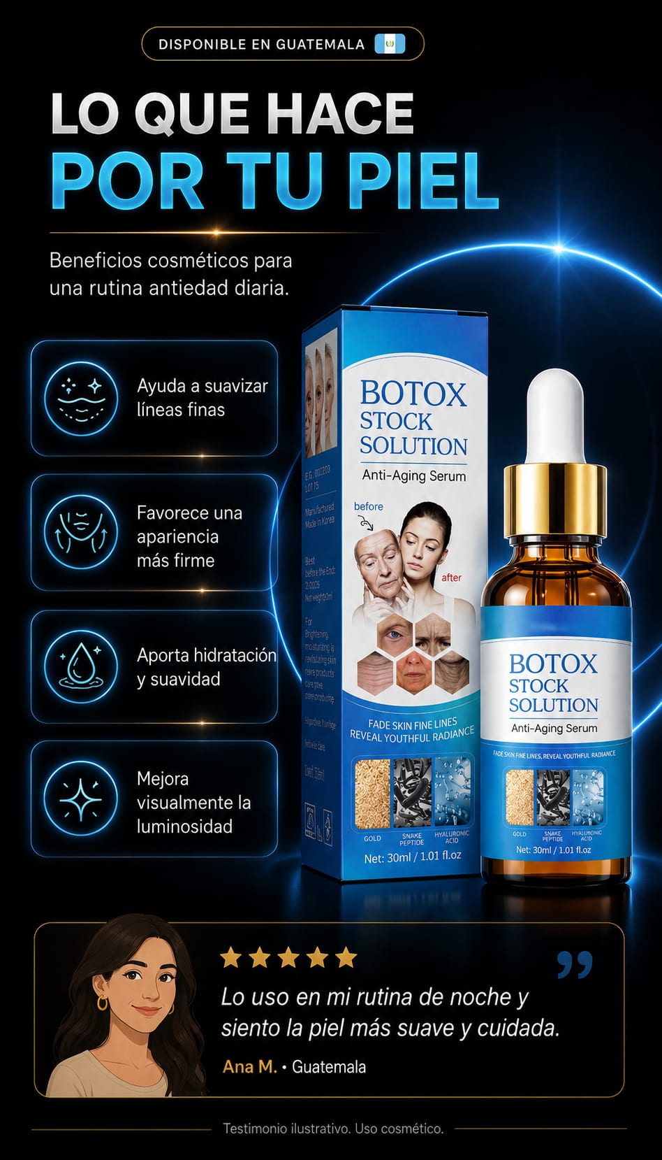 Suero Antiedad Facial 30 ml beneficios