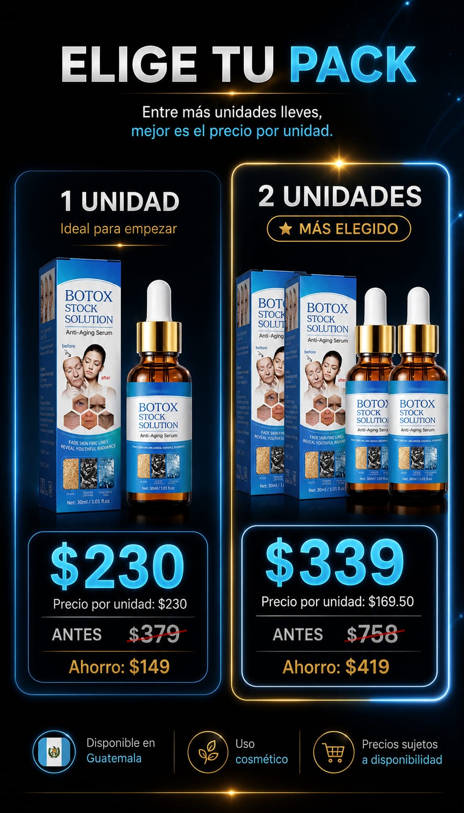 Suero Antiedad Facial 30 ml pack