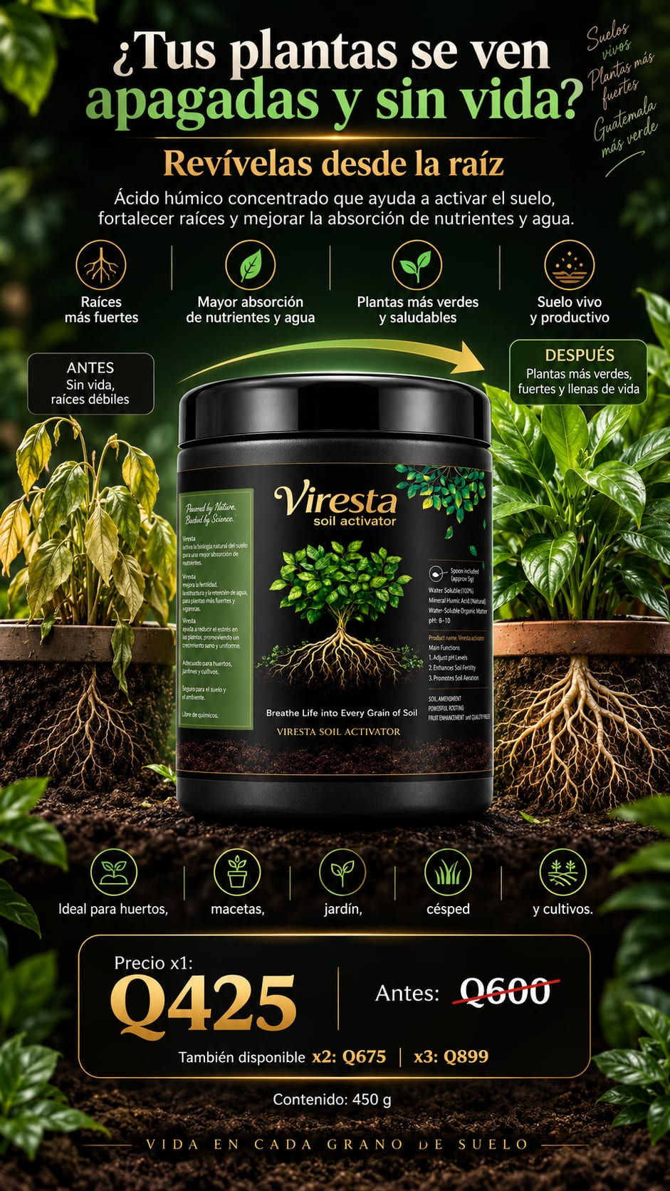 Viresta Soil Activator - Activador de Suelo con Acido Humico 450 g hero