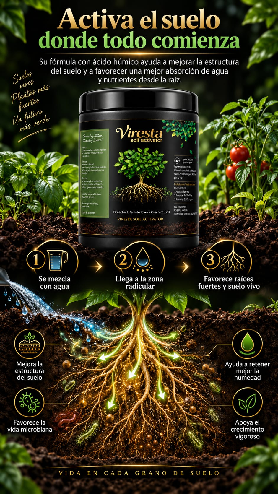 Viresta Soil Activator - Activador de Suelo con Acido Humico 450 g detalle