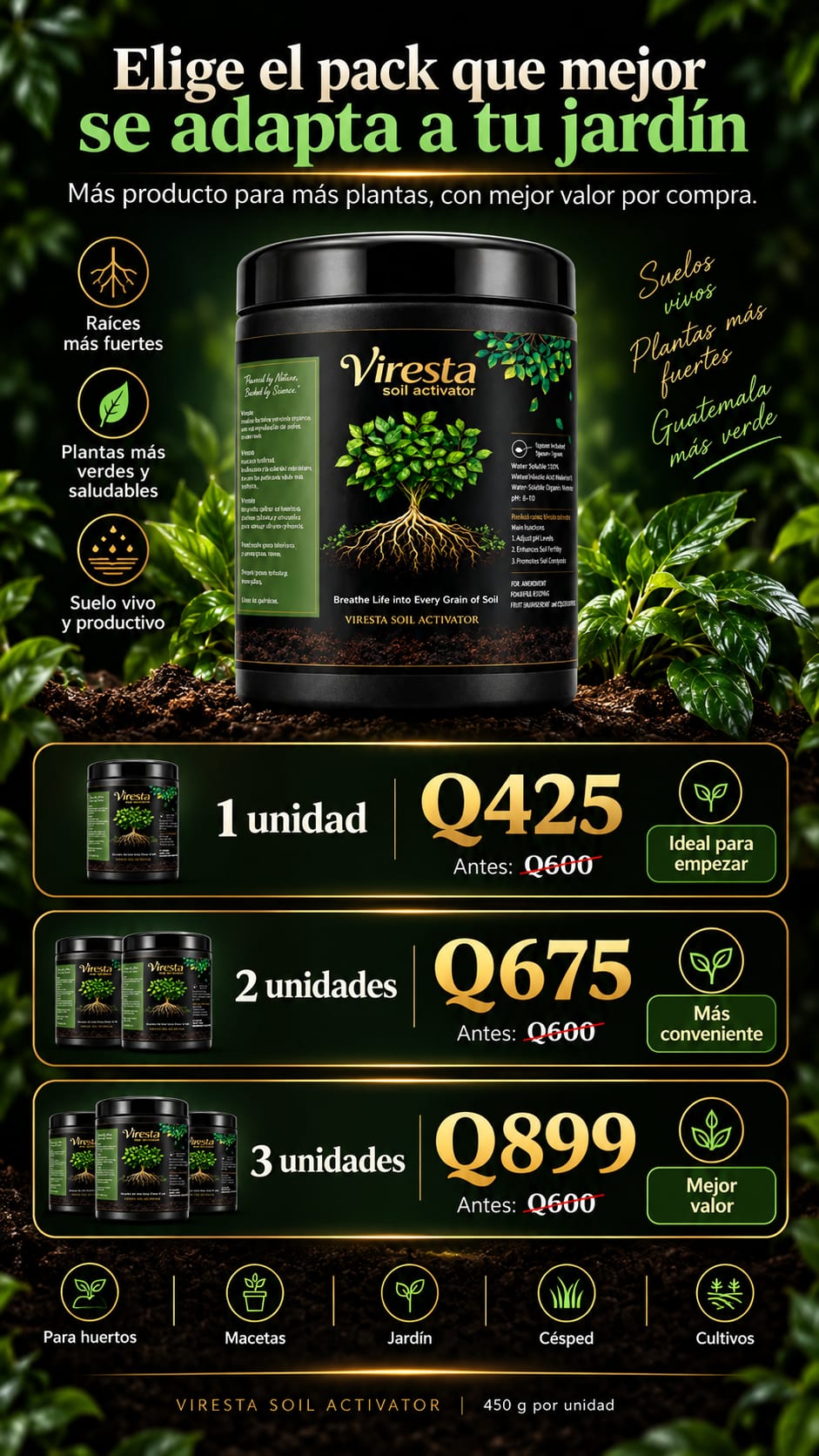 Viresta Soil Activator - Activador de Suelo con Acido Humico 450 g pack